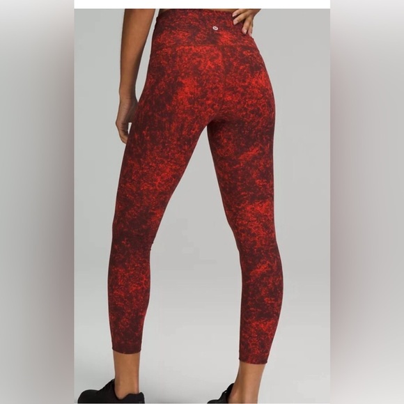 Lululemon Wunder Train High-Rise Tight 25" Denim Wash Print Autumn Red Black - Picture 1 of 8